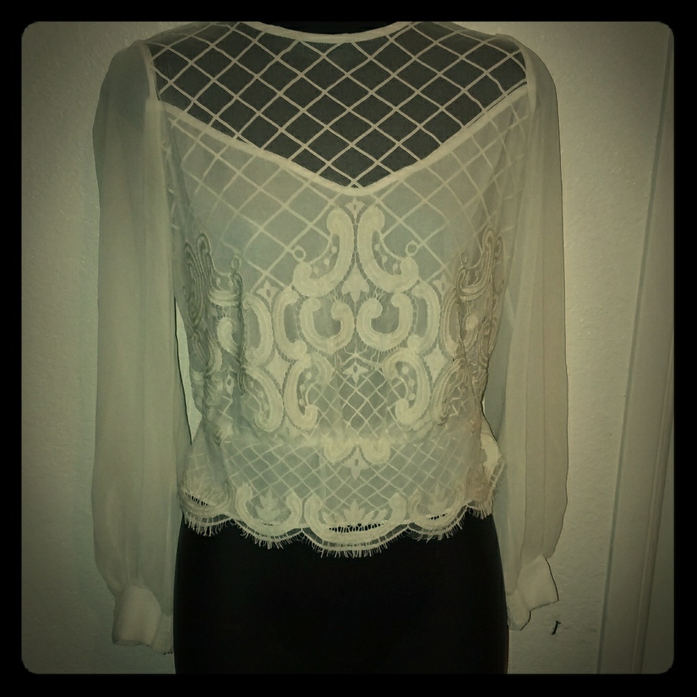 bebe lace sequin blouse